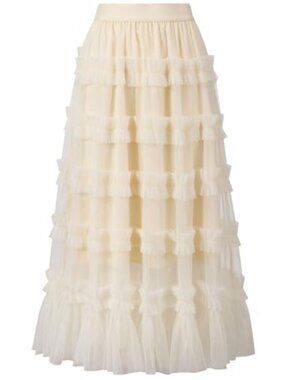 Women's Maxi Tulle Skirt High Waisted A-Line Flowy Fairy Long Tutu
